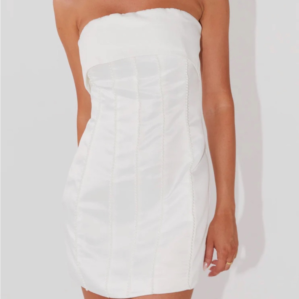 Peppermayo Strapless White Mini Dress
